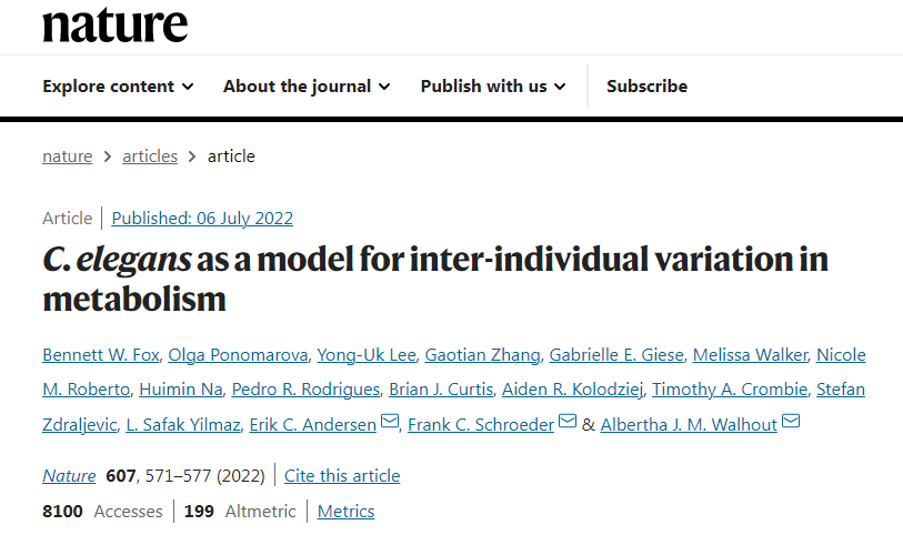 Individual genetic differences in C. elegans affect metabolic changes in organisms